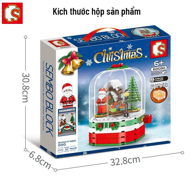 Đồ Chơi Lắp Ráp LEGO Mô Hình Hộp Nhạc Ông Già Noel Santa Claus Giáng Sinh Merry Christmas SEMBO 601090 Với 230+ PCS00