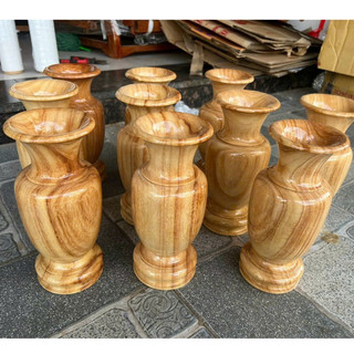 Lọ cắm hoa gỗ gõ nguyên khối cao 25cm
