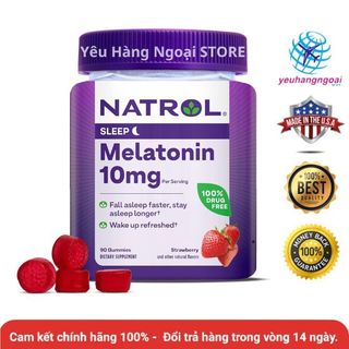 Gummies Melatonin 10mg 90 viên của Natrol Mỹ.