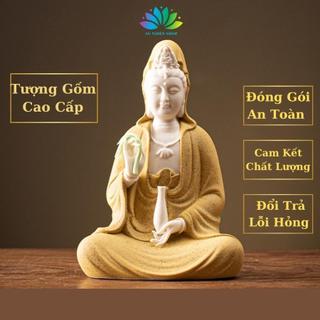 Tượng quan âm bồ tát tự tại an nhiên gốm tử sa cao cấp, tượng phật decor phòng khách đem lại tài lộc