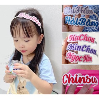 Bờm thêu tên theo yêu cầu cho bé gái, Cài tóc thêu tên đáng yêu phong cách Hàn Quốc