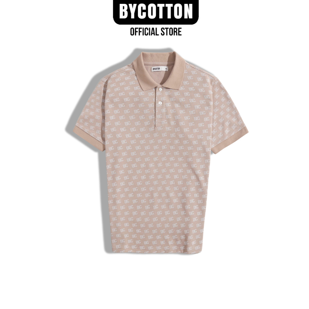 [Mã BYCO50PP giảm ngay 50% đơn 0K] Áo Thun Nam Polo Cao Cấp Nâu Nhạt In Họa Tiết Bc Nhỏ 080223 BY COTTON