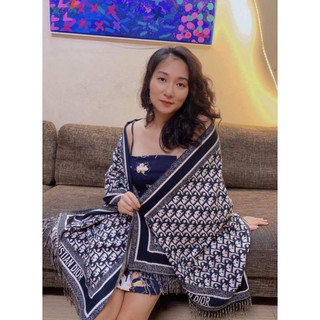 Khăn Choàng Dạ Dài Dior Tua Cao Cấp 80x180cm_Miuna