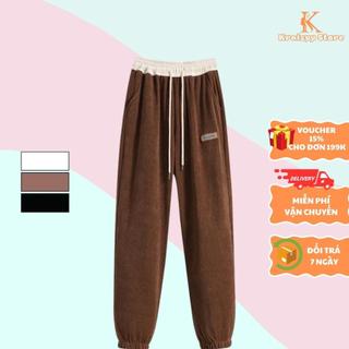 Quần Jogger nữ cạp cao quần thể thao chất tổ ong dày dặn nhiều màu
