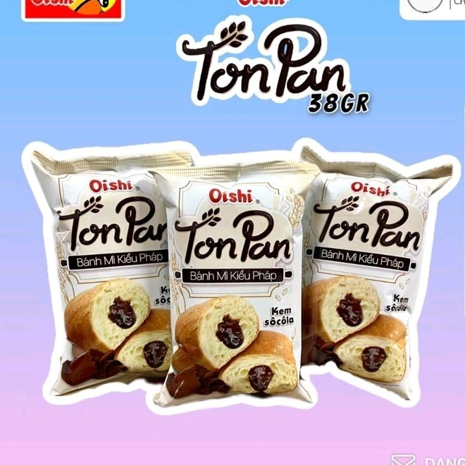 Bánh ăn sáng - Bánh mì kiểu Pháp Oishi Ton Pan kem socola/bơ sữa gói 38g