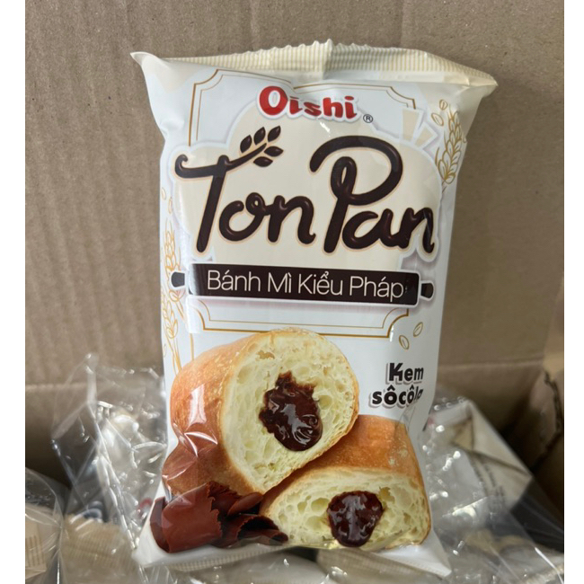 Bánh ăn sáng - Bánh mì kiểu Pháp Oishi Ton Pan kem socola/bơ sữa gói 38g