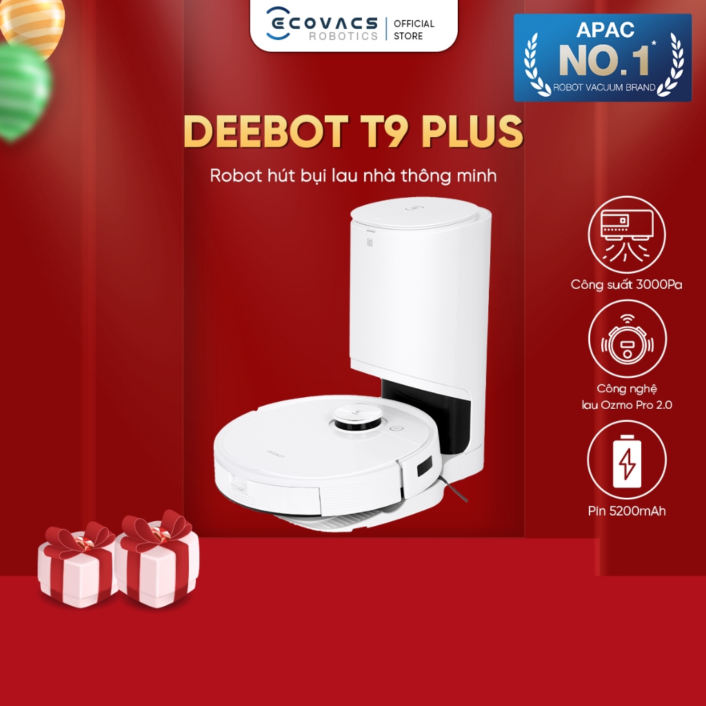 Robo Hút Bụi Lau Nhà Ecovacs Deebot T9 Plus - Hàng Chính Hãng - Bảo Hành 24 Tháng