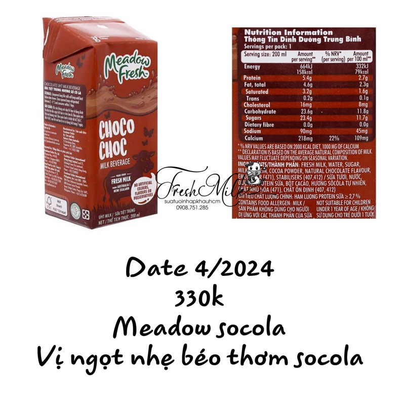 Sữa tươi socola meadow fresh date mới