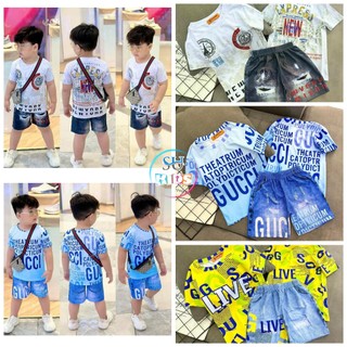 Set bộ thun giả jean chất liệu thun mịn, mát, phong cách siêu hot, siêu chất cho bé