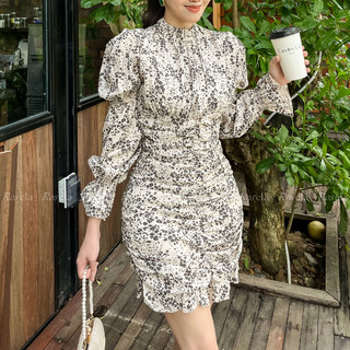 Nora Dress Đầm Hoa Chít Eo Tay Phồng Sang Chảnh