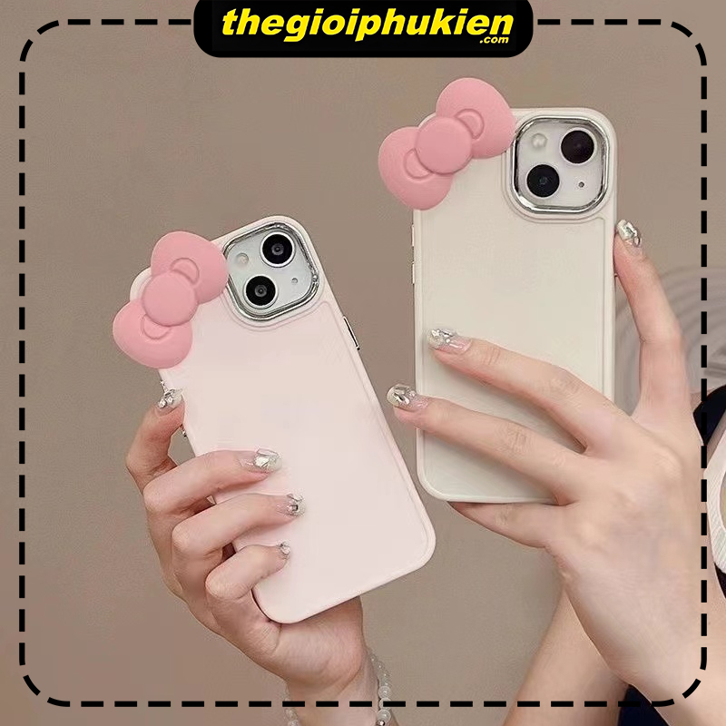 Ốp lưng iphone camera bạc gắn Nơ hồng cute dành cho ip 6/7/8/plus/x/xr/xs/11/12/13/14/15/pro max - xx2093