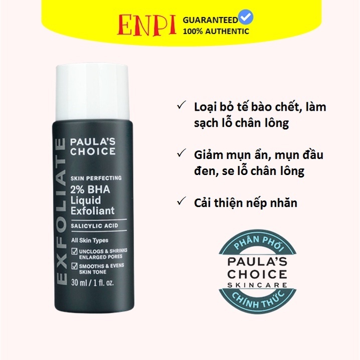 Dung Dịch Tẩy Da Chết Paula’s Choice 2% BHA 30ml Sản Phẩm Chính Hãng