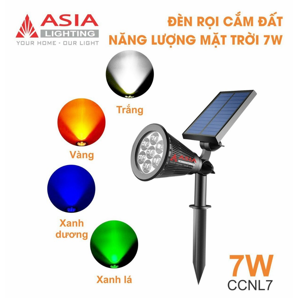 Đèn rọi cắm đất năng lượng mặt trời trang trí sân vườn nhà cửa chính hãng Asia