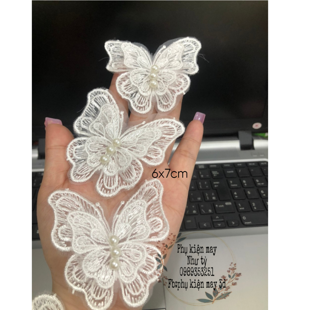 Combo 5 hồ điệp thêu ren chỉ xinh xắn