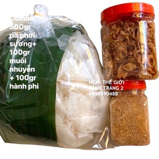 ( 3 món)0.5kg rìa phơi sương + 100gr muối nhuyễn + 100gr hành phi thơm ngon