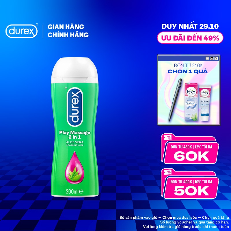 Gel bôi trơn Durex Play Massage gốc nước 200ml/chai