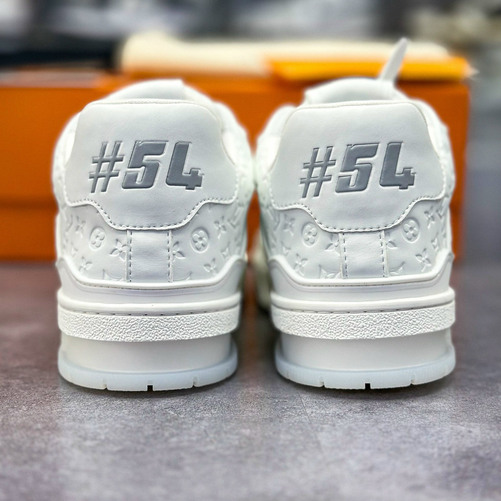 Giày Cao Cấp Thể Thao Sneaker L/V Trai.ner #54 White Trắng Full Dập Vân + freeship + Tặng Tất