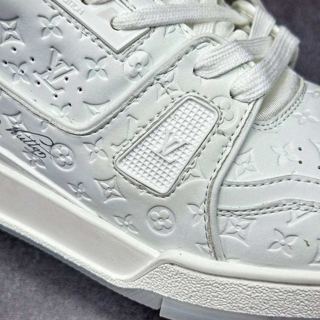 Giày Cao Cấp Thể Thao Sneaker L/V Trai.ner #54 White Trắng Full Dập Vân + freeship + Tặng Tất