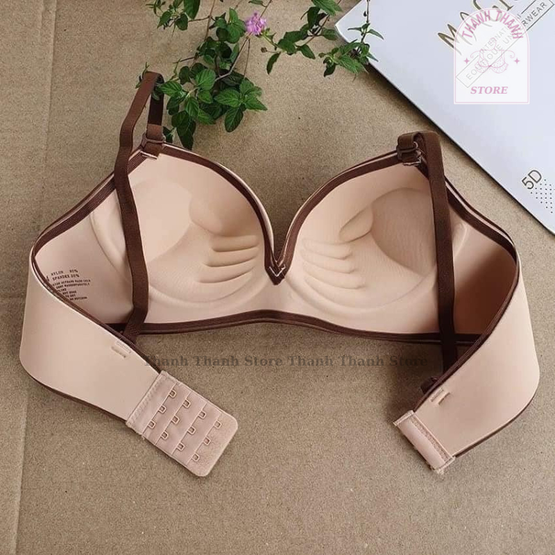 Áo Ngực Su Không Gọng Nâng Ngực Tạo Khe Hai Dây Cài Sau Đệm Dày Qủa Chéo k92