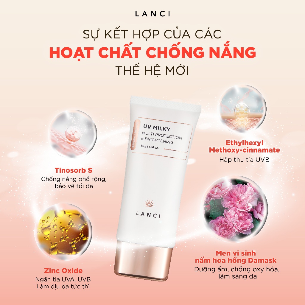 Sữa Chống Nắng Dưỡng Ẩm và Làm Sáng Da LANCI UV Milky Multi Protection & Brightening 50ml