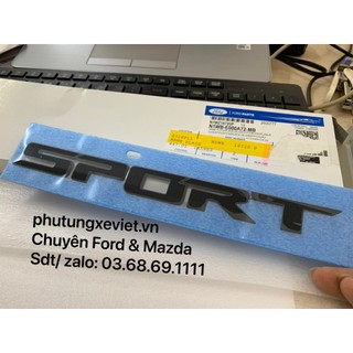 Chữ Sport nhựa đen dán xe Ranger, tem Sport gắn bưởng sau Ranger, chữ Sport thành thùng sau Ranger