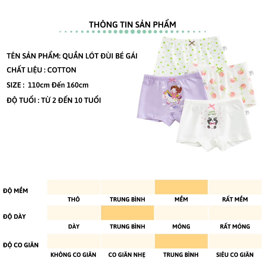 Set 4 quần lót bé gái 27Kids Quần chip đùi bé gái vải cotton khử khuẩn công nghệ mới họa tiết dễ thương GSUW3