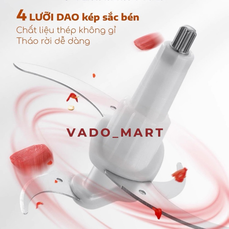 Máy Xay Thịt Mini Đa Năng SEKA 4 Lưỡi Cối Thuỷ Tinh Công Suất 500W Bảo Hành 12 Tháng