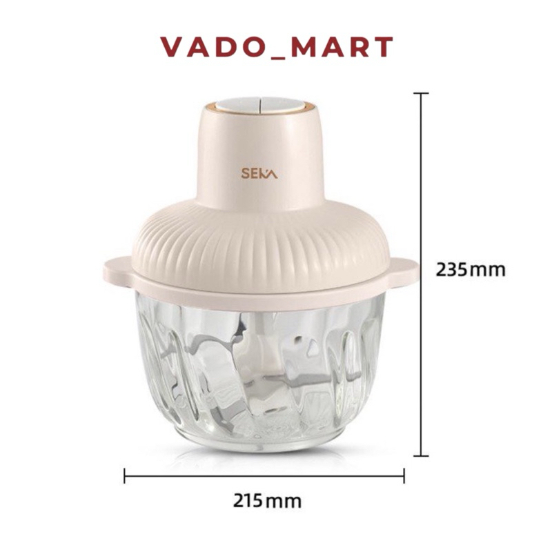 Máy Xay Thịt Mini Đa Năng SEKA 4 Lưỡi Cối Thuỷ Tinh Công Suất 500W Bảo Hành 12 Tháng