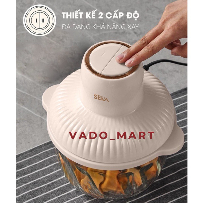 Máy Xay Thịt Mini Đa Năng SEKA 4 Lưỡi Cối Thuỷ Tinh Công Suất 500W Bảo Hành 12 Tháng