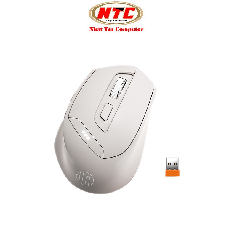 Chuột Silent không dây bluetooth kiêm wireless NCT INPHIC DR6 không tiếng click - có đèn led báo pin (màu xám tro)