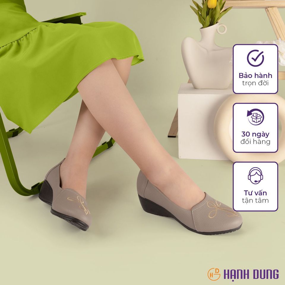 Giày Bít Xuồng Hạnh Dung HD2223AX ( Màu Kem - Bò - Xám - Đen )