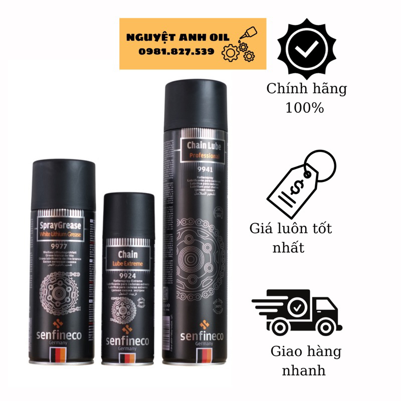 Dưỡng sên Senfineco - bôi trơn sên chống văng Senfineco Chain Lube Extreme 9924 200ml