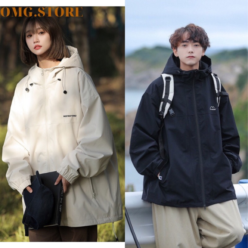 Áo khoác gió mũ unisex 2 lớp nam nữ chống nước, chống bụi