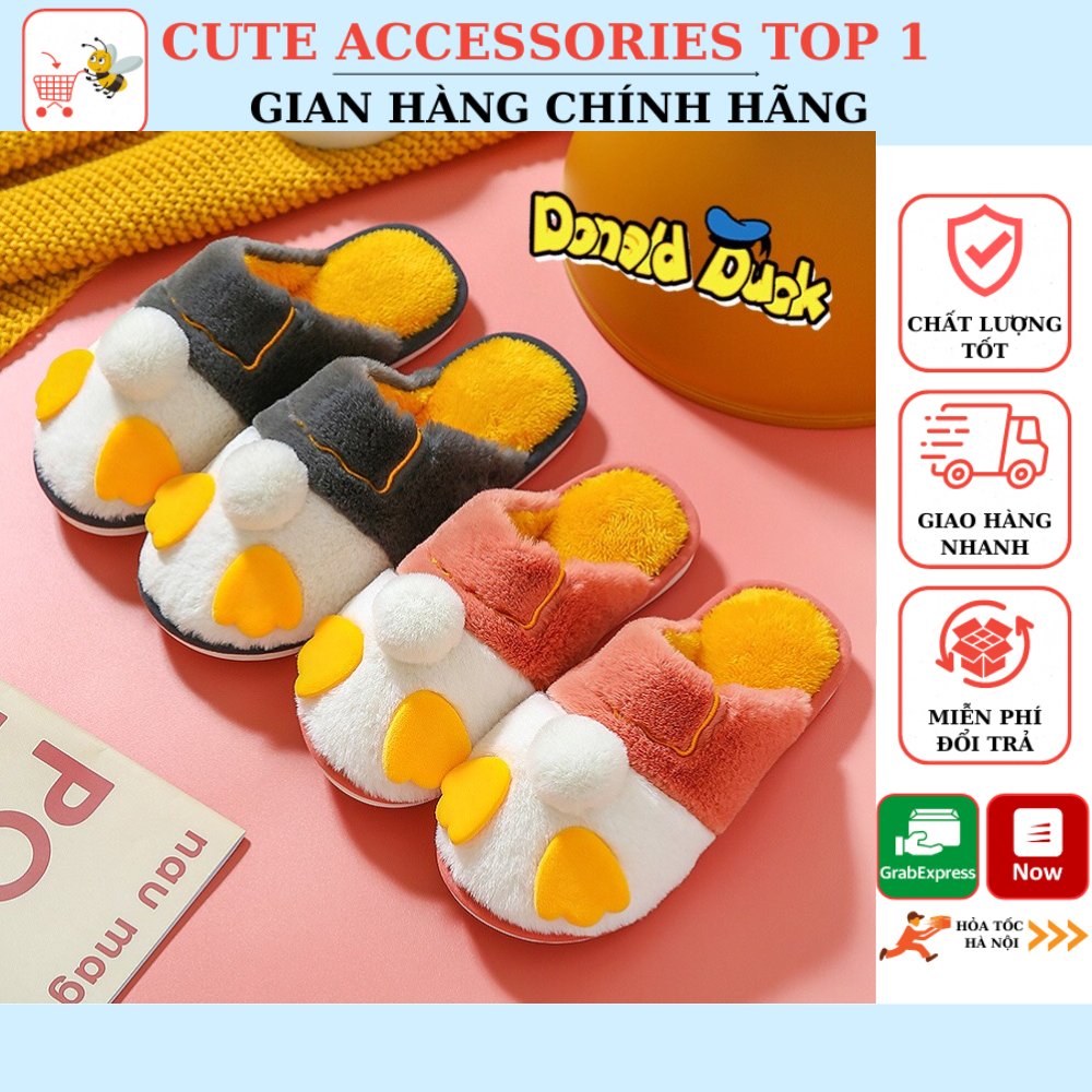 Dép bông đi trong nhà Vịt Donald siêu xinh, ấm áp chống trơn trượt cho nam nữ A137 CUTE ACCESSORIES TOP 1