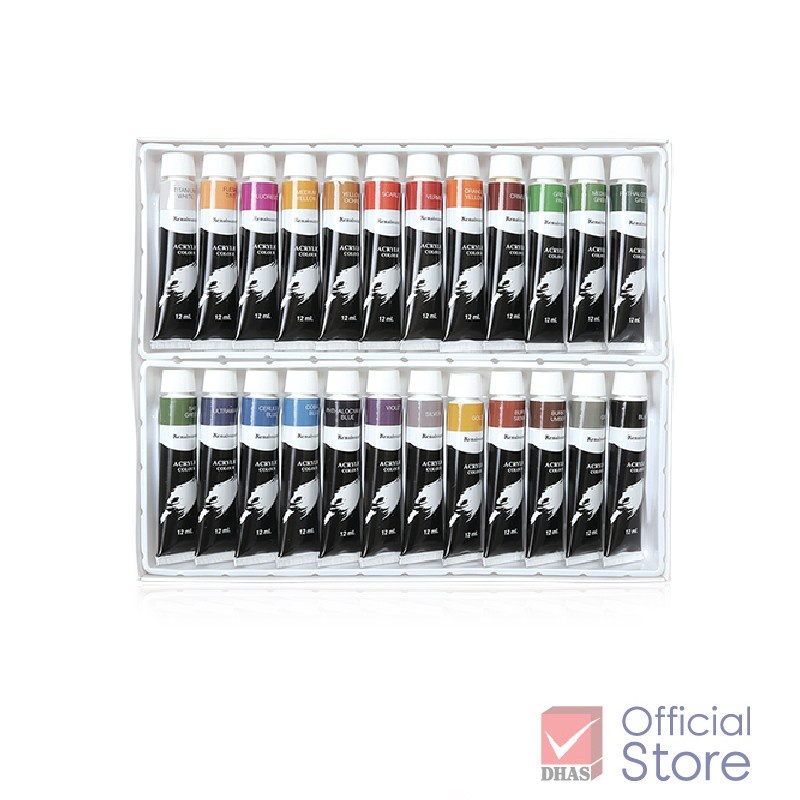 Bộ màu vẽ Acrylic dạng tuýp Renaissance, màu vẽ Acrylic 12/24 màu x 12 ML