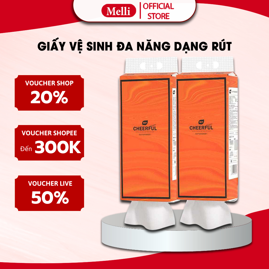 Giấy Vệ Sinh Đa Năng Melli Treo Tường Nội Địa Trung Dạng Rút 4 Lớp Túi 1280 Tờ Chất Liệu Gỗ Nguyên Sinh Tiện Lợi