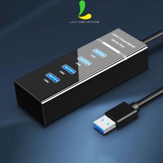 Bộ chia USB 4 cổng USB 3.0 - Hub USB tốc độ cao có đèn led hỗ trợ máy tính, PC