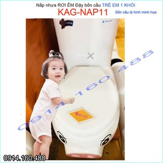 Nắp bồn cầu trẻ em rơi êm KAG-NAP11, nắp đậy bồn cầu Thiên Thanh Viglacera cho trường mẫu giáo nhựa trắng dày đẹp