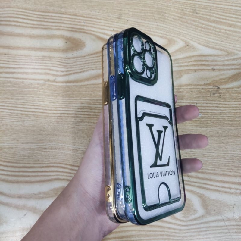 Ốp lưng iPhone 12 promax , 13 promax , 14 promax , 15 promax dẻo xi viền màu lưng có ngăn nhét thẻ car có bảo vệ camera