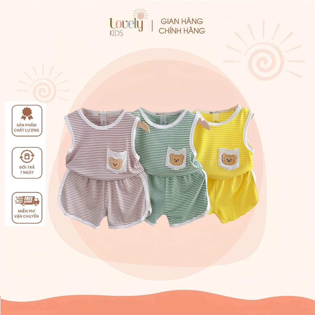 Bộ Quần Áo 3 lỗ Thun Lạnh Cho Bé Trai Gái BA LỖ GẤU NÂU