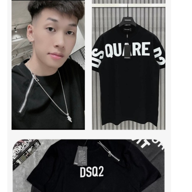 Áo phông DSQ mix khóa kéo form rộng siêu ngầu chất cotton dày mịn boy phố