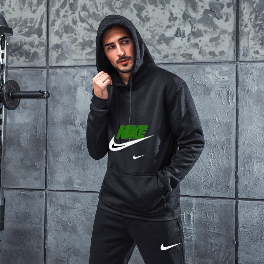 Bộ hoodie thu đông,Nik4 xanh, nam nữ, chất nỉ dầy dặn không xù , mũ 2 lớp, thời trang nhimstore999