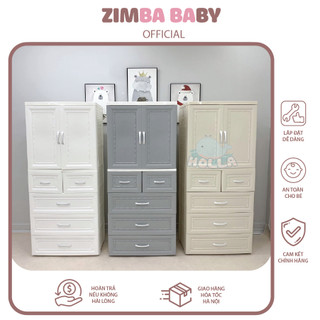 Tủ nhựa 5 tầng Holla vân gỗ Tủ đựng quần áo cho bé tiện lợi an toàn thiết kế đẹp bắt mắt Zimbababy