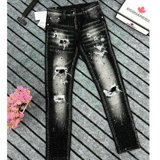 quần bò jean nam dài dsq amiri đen rách gối vẩy sơn thêu đẹp mẫu mới,chất jean co giãn tốt chuẩn form giá rẻ AVASTORE