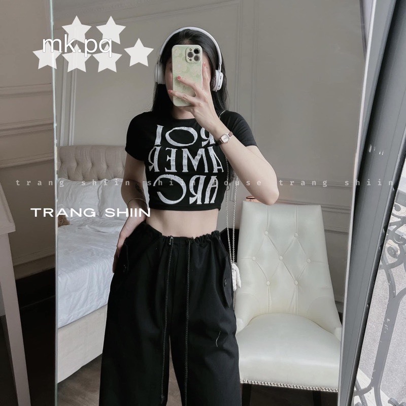 SÉT BỘ ÁO THUN IN CHỮ SAU LƯNG CẮT OUT THẮT DÂY CÁ TÍNH QUẦN KAKI DÀY ĐẸP CẠP THẮT DÂY LẠ MẮT-CH