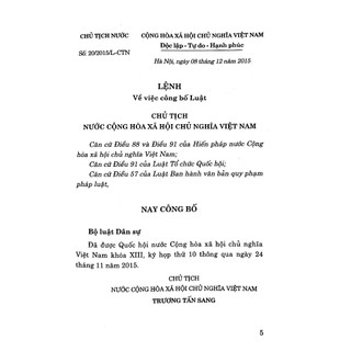Sách - Bộ Luật Dân Sự (Hiện Hành)