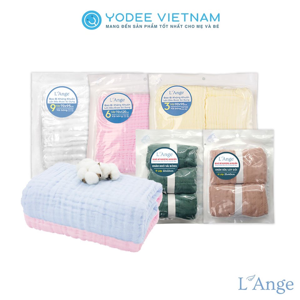 L'Ange khăn đắp, khăn tắm vải bông cho bé (3 lớp, 6 lớp, 9 lớp)