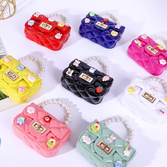 Túi đeo chéo quai ngọc mini cho bé gái có 6 Sticker xinh xắn