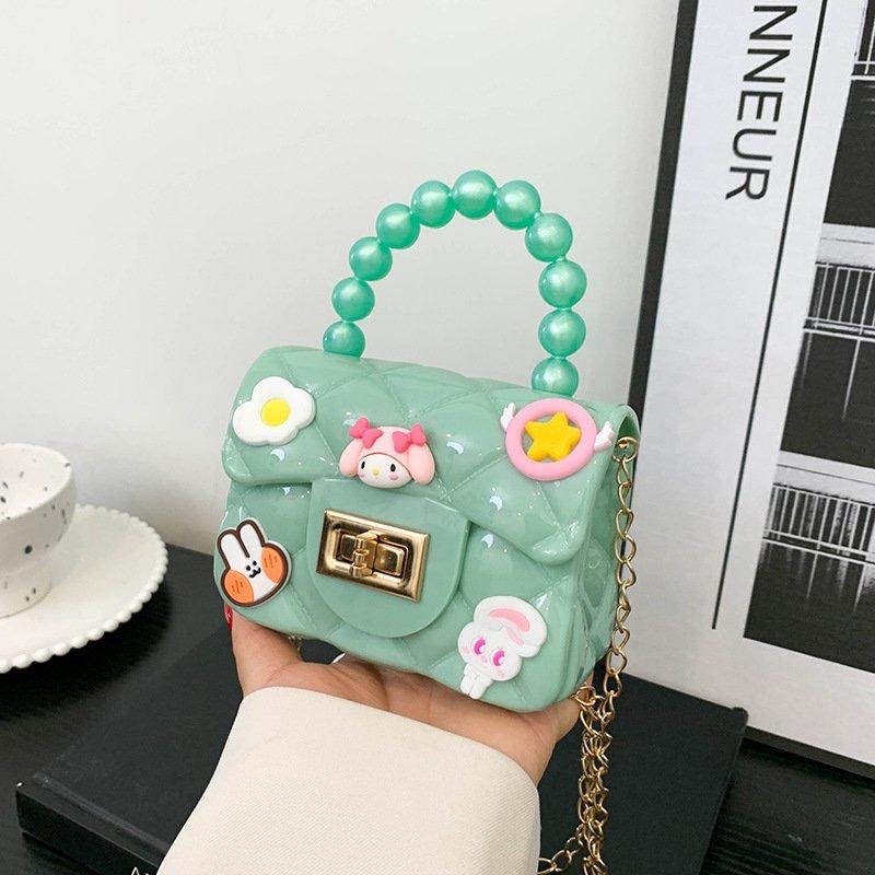 Túi đeo chéo quai ngọc mini cho bé gái có 6 Sticker xinh xắn