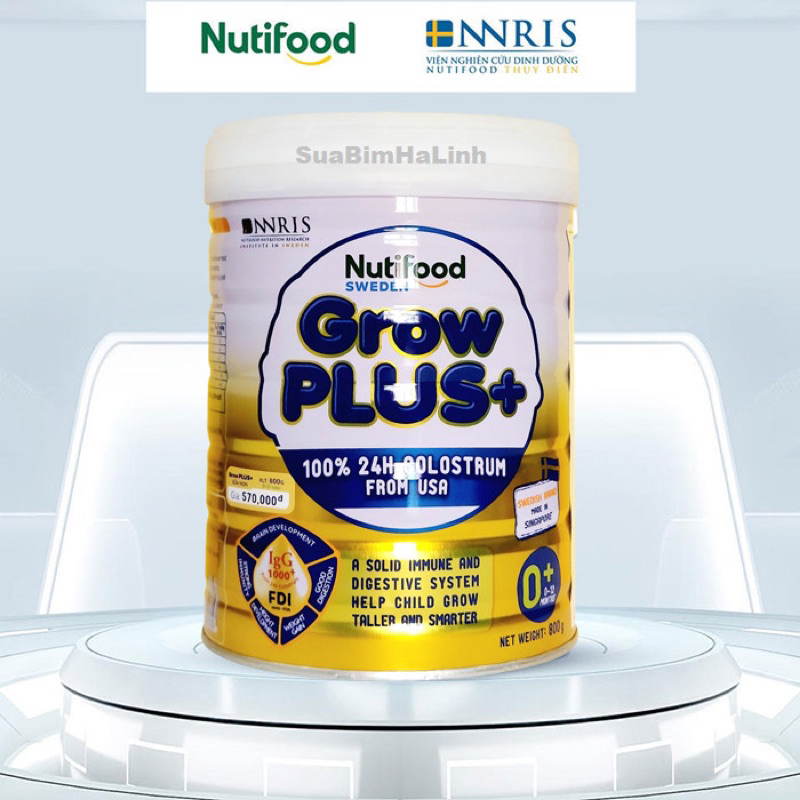 Sữa Bột Nuti Grow Plus+ Vàng Sũa Non 0+  1+  Lon 800G